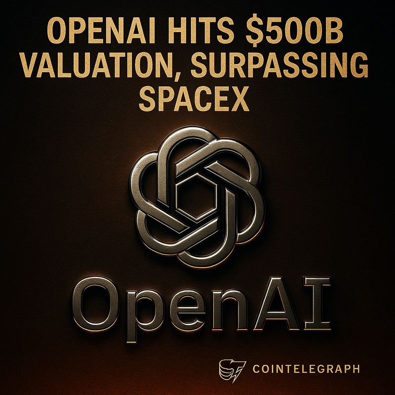 오픈AI(OpenAI) 기업가치 5천억달러 돌파…스페이스X 제치고 세계 최대 스타트업 부상