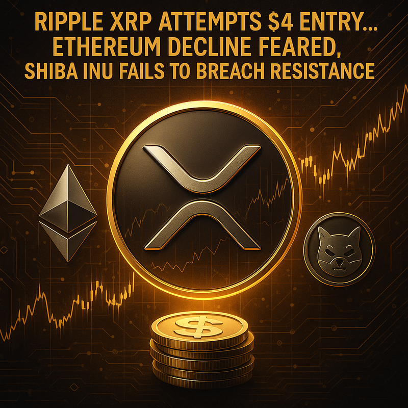 리플 XRP 4달러 진입 시도…이더리움 급락 우려, 시바이누 저항선 돌파 실패