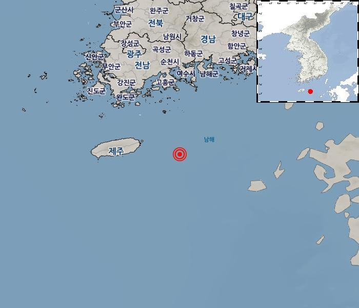10월 5일 여수 거문도 인근 해역서 규모 2.8 지진 발생 / 기상청