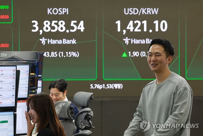코스피 사상 최고치 경신…장 초반 3,850선 넘어 상승