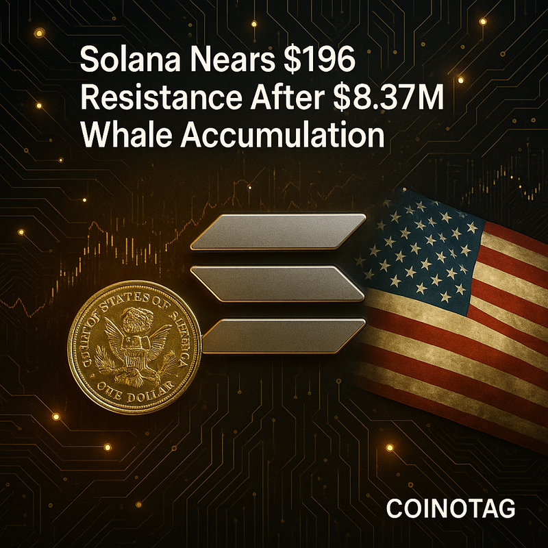 솔라나, 8.37만 달러 고래 매집에 $196 저항선 돌파 주목