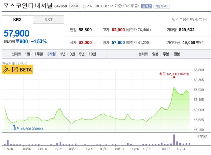 포스코인터내셔널 / 네이버증권