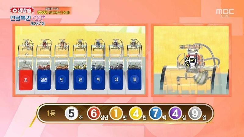 연금복권 720 287회 당첨 번호