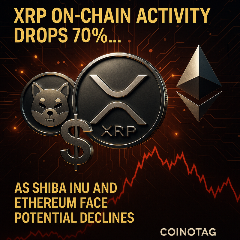 리플 XRP 온체인 거래량 70% 급감…이더리움·시바이누도 약세 전망