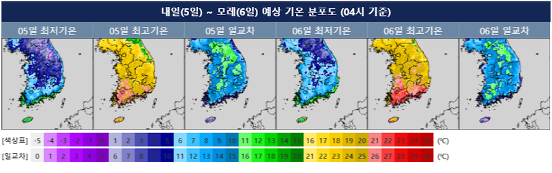 [오늘의 날씨] 내륙 일교차 15도 안팎…강원산지 순간풍속 70km/h 강풍과 제주 최대 5mm 비 / 기상청