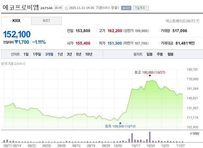 에코프로비엠 / 네이버증권