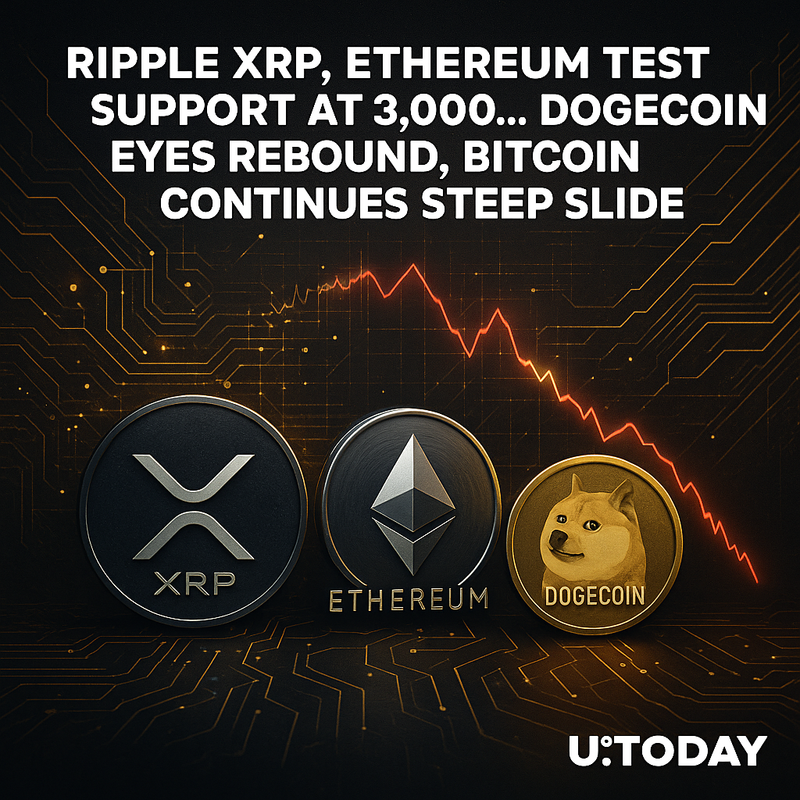 리플 XRP·이더리움 3천달러 수성 시험대…도지코인 반등 조짐, 비트코인 13억달러 급락 충격 지속 전망