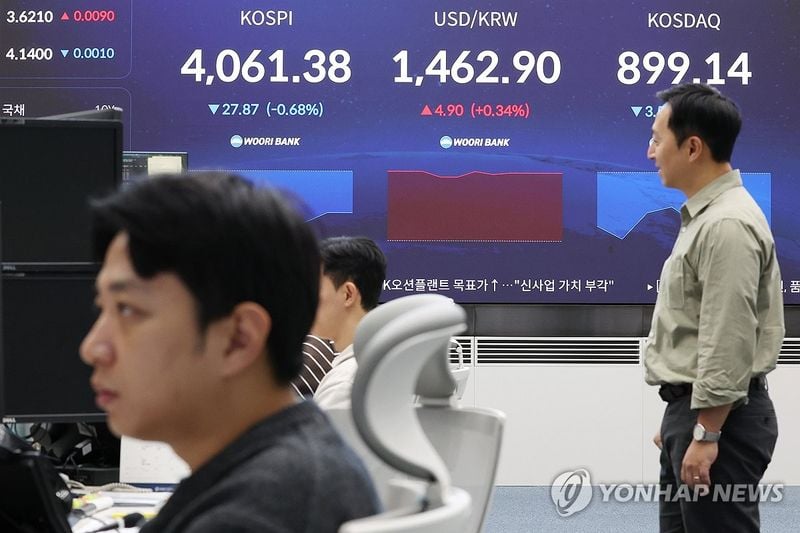 코스피 4,060대 하락…코스닥도 약세, SK하이닉스 2.6%↓
