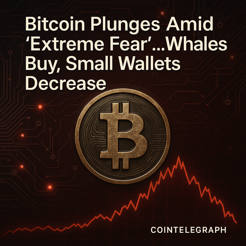 비트코인 급락 속 ‘극단적 공포’…고래는 매수 전환, 소액 지갑은 급감