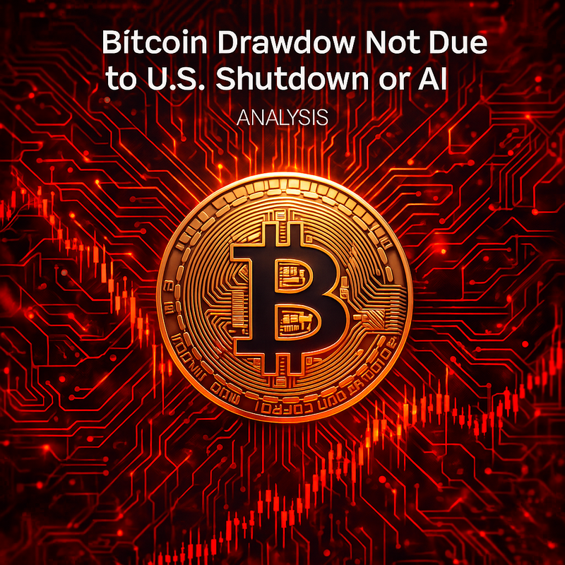 비트코인 조정, 미국 셧다운·AI 버블 탓 아니라는 분석…과도한 레버리지와 유동성 둔화가 핵심