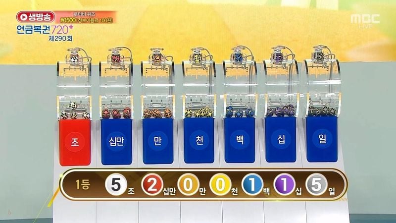 연금복권 720 290회 당첨 번호