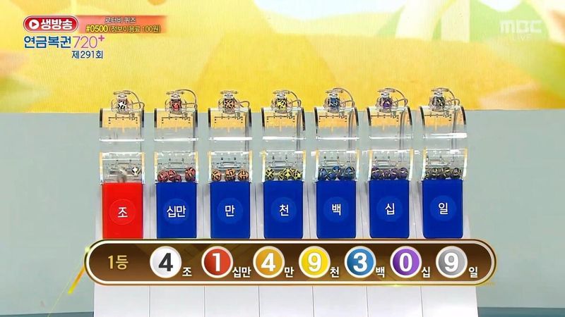 연금복권 720 291회 당첨 번호