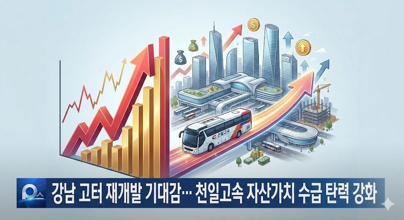 [특징주 분석] 강남 고터 재개발 기대감… 천일고속 자산가치 수급 탄력 강화