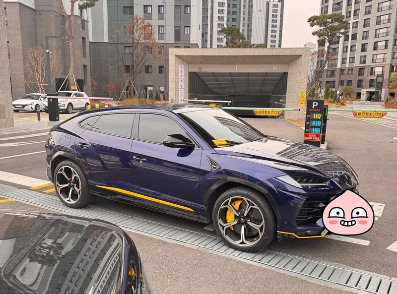 람보르기니로 아파트 주차장 입구를 가로막은 분쟁 현장