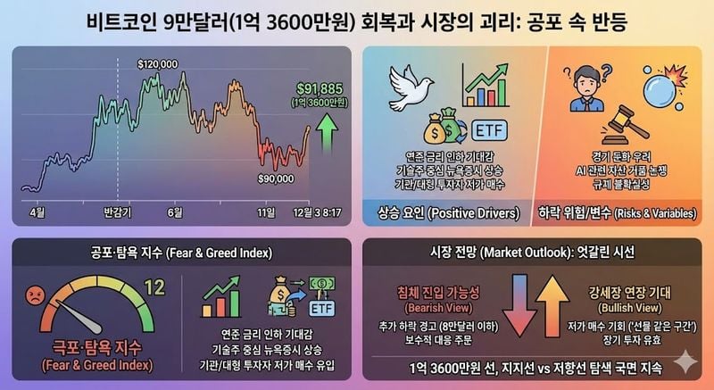 비트코인 1억3600만원대 재진입, 공포 속 반등 신호