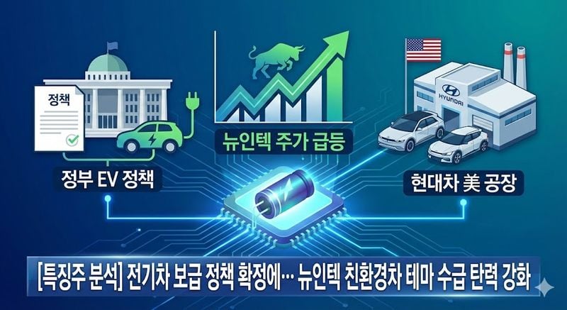 [특징주 분석] 전기차 보급 정책 확정에... 뉴인텍 친환경차 테마 수급 탄력 강화