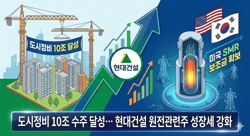 [특징주 분석] 도시정비 10조 수주 달성… 현대건설 원전관련주 성장세 강화