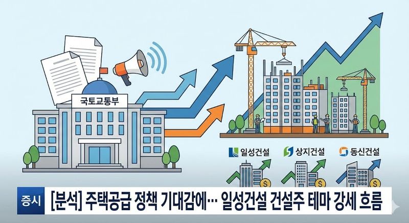 [분석] 주택공급 정책 기대감에… 일성건설 건설주 테마 강세 흐름