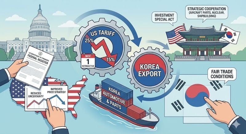 한국 車관세 15% 소급 인하, 한미 통상 새 국면