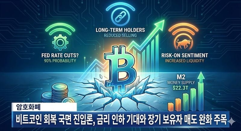 비트코인 회복 국면 진입론, 금리 인하 기대와 장기 보유자 매도 완화 주목