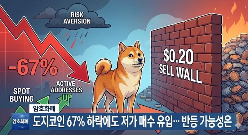 도지코인 67% 하락에도 저가 매수 유입… 반등 가능성은