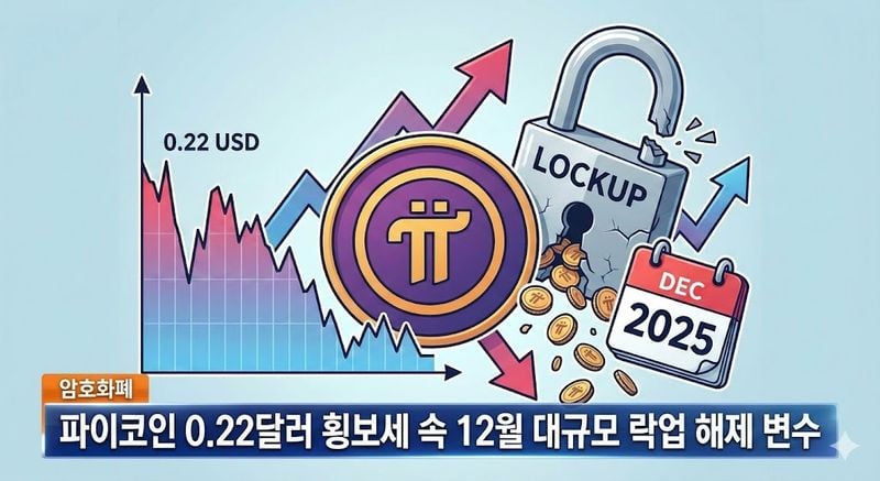 파이코인 0.22달러 횡보세 속 12월 대규모 락업 해제 변수