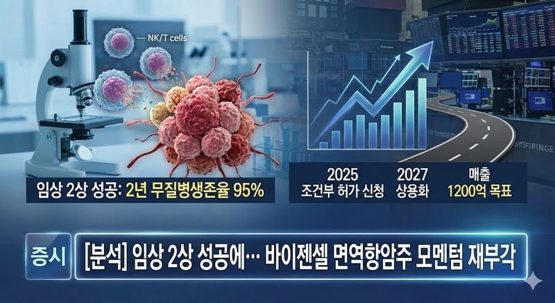 [분석] 임상 2상 성공에… 바이젠셀 면역항암주 모멘텀 재부각