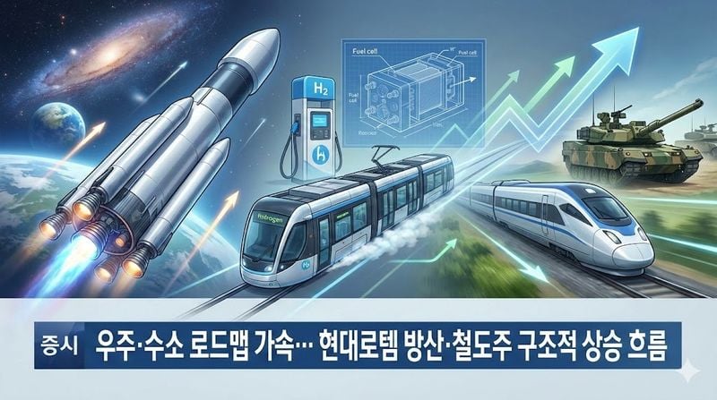 [분석] 우주·수소 로드맵 가속… 현대로템 방산·철도주 구조적 상승 흐름