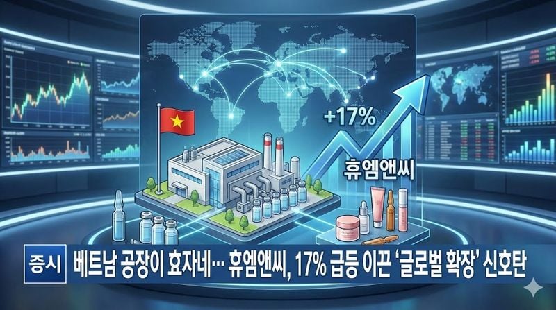 [분석] 베트남 공장이 효자네… 휴엠앤씨, 17% 급등 이끈 '글로벌 확장' 신호탄