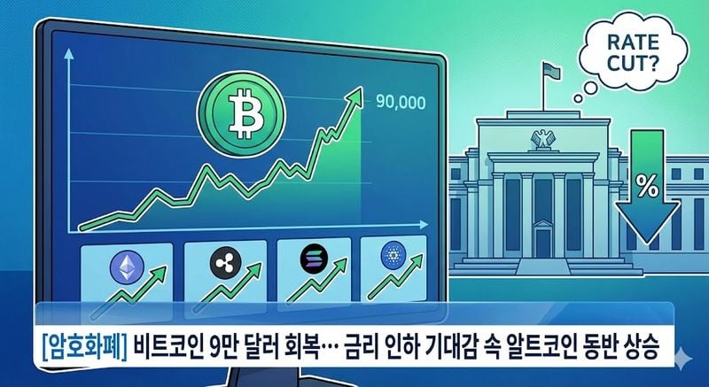 비트코인 9만 달러 회복… 금리 인하 기대감 속 알트코인 동반 상승