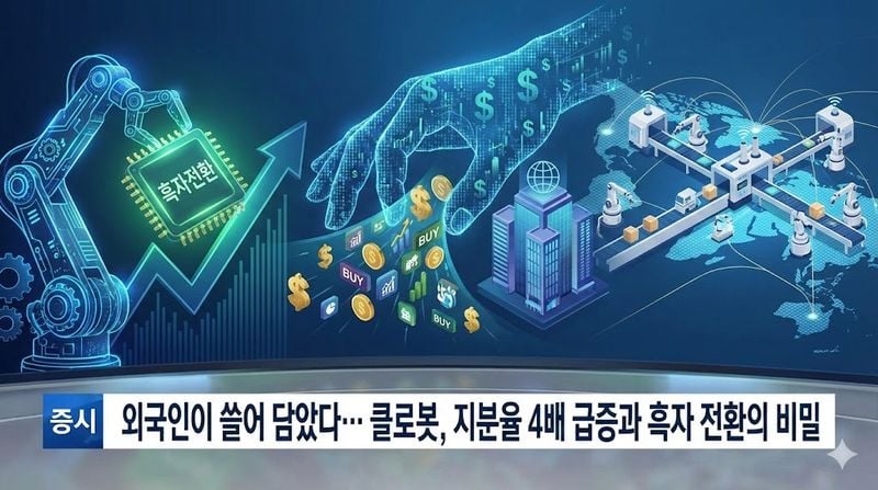 [분석] 외국인이 쓸어 담았다… 클로봇, 지분율 4배 급증과 흑자 전환의 비밀 (제공:AI제작)