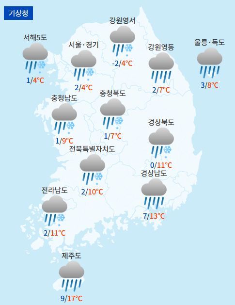 전국날씨예보(출처:케이웨더)