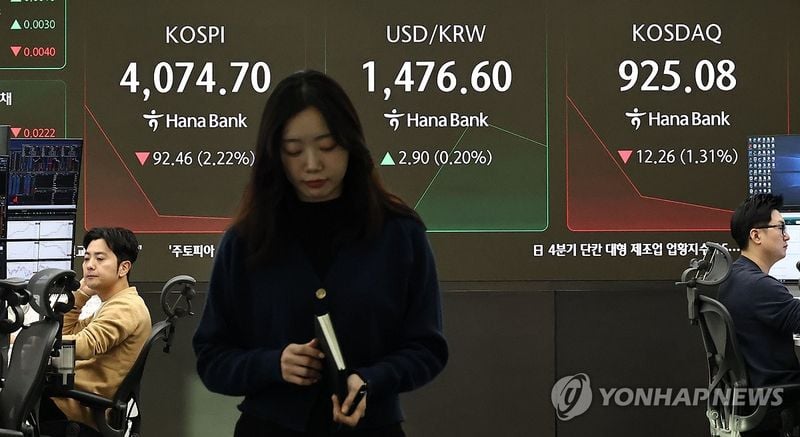 코스피 2%대 급락 출발…AI 거품 논란·미 지표 경계에 반도체 약세