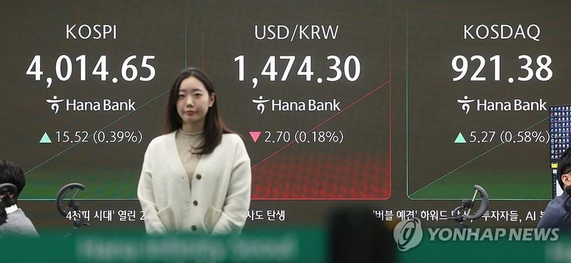 코스피 4,021.63…개인·기관 쌍끌이 매수에 0.56% 상승