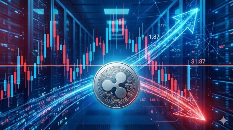 리플 XRP가 핵심 지지선인 1.87달러 구간에서 등락을 거듭하며 장기 상승과 급락을 결정짓는 중대 기로에 섰다 (사진=톱스타뉴스)