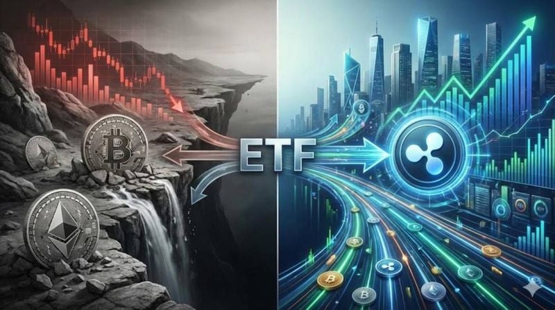 주요 가상자산이 연말 자금 유출로 고전하는 사이 리플 XRP ETF에만 대규모 자금이 쏠리며 시장 주도권 변화를 예고하고 있다. (사진=톱스타뉴스)