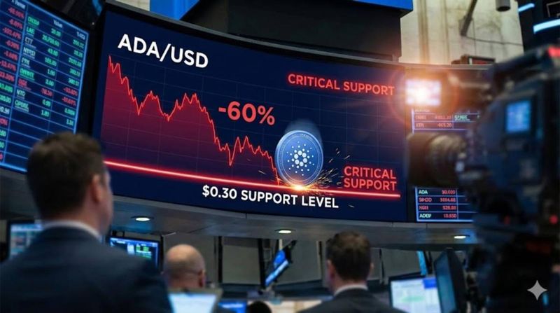 ▲ 카르다노(ADA)가 2025년 60% 폭락이라는 악재에 직면해 주요 지지선인 0.30달러 선에서 위태로운 줄타기를 지속하고 있다. (사진=톱스타뉴스)
