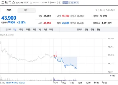 “AI 기대주 솔트룩스 약세 전환”…단기 수급 불안에 주가 하락