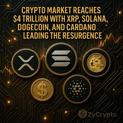 “암호화폐 시총 4조 달러 돌파”…XRP·솔라나·도지코인 급등에 시장 재편 전망