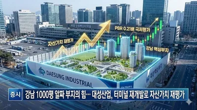 “PBR 0.2배 자산주 재조명”…대성산업, 강남고속터미널 재개발 기대에 급등