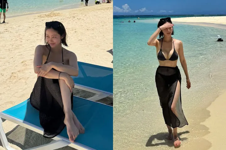 “청량한 해변 위 아찔한 자신감”…한그루, 쌍둥이맘 변함없는 매력→눈길 집중