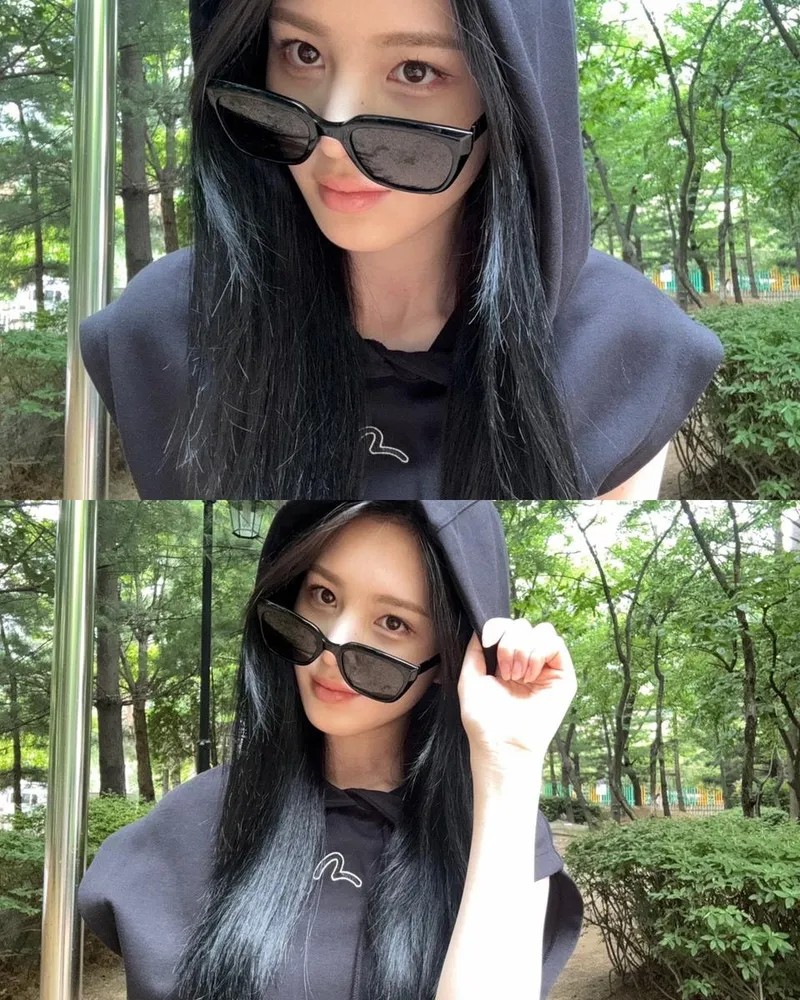 “비밀스런 눈빛에 이끌려”…이재희, 검은 후드 속 여름의 여운→도심 속 미스터리 / 걸그룹 위클리 이재희 인스타그램